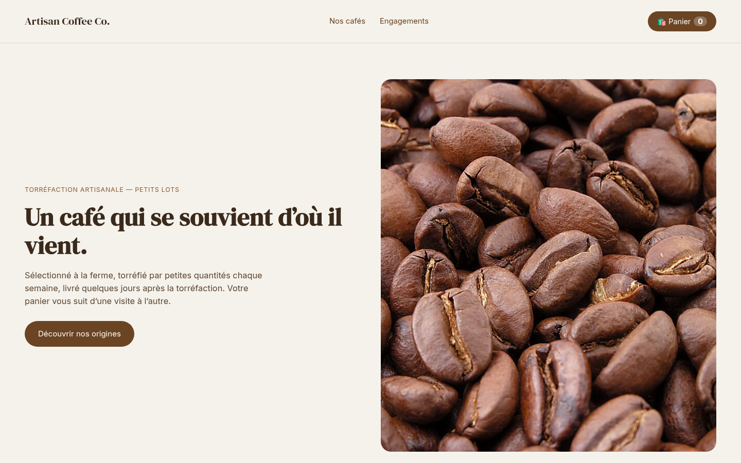 Aperçu de Artisan Coffee Co., style Minimaliste Warm / Earthy