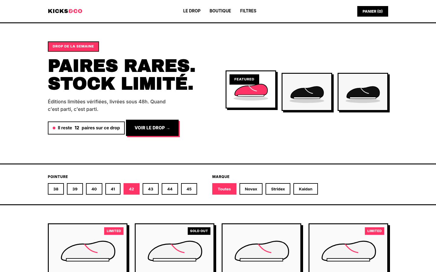Aperçu de Kicks&Co, style Néo-Brutalisme Pop
